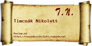 Timcsák Nikolett névjegykártya